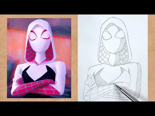 How To Draw Gwen Stacy (Spidergirl) From Spiderman Easy Pencil Drawing Tutorial 
