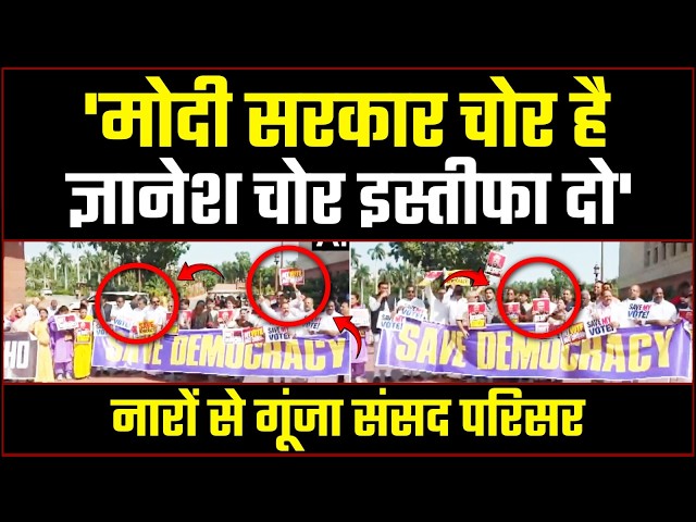 "ज्ञानेश कुमार चोर है, मोदी सरकार चोर है" | नारों से गूंजा पूरा संसद परिसर | INDIA Protest March