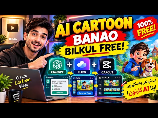 AI Cartoon Kaise Banayein Bilkul Free? | ChatGPT + Google Flow + CapCut | Full Tutorial