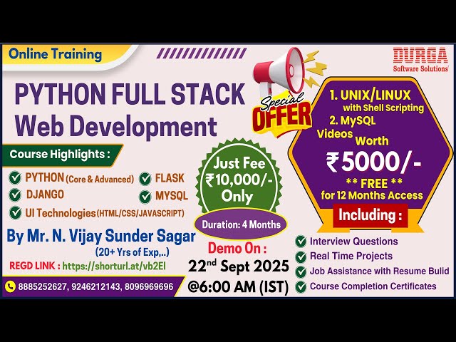 PYTHON FULL STACK Web Development Online Training @ DURGASOFT