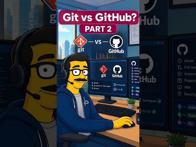 Git vs GitHub Part 2: Commits, Branches & Pull Requests #shorts #devops #github