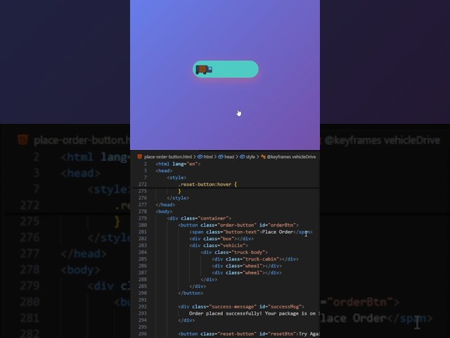Animated Place Order Button using HTML, CSS & JavaScript! #coding#shorts #html #webdevelopment#css