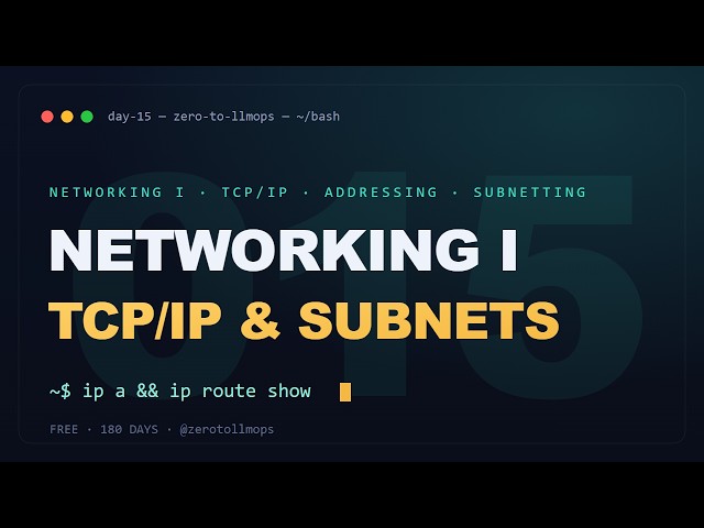 Linux Networking I: TCP/IP, CIDR Subnetting, ip a & ip r | Zero to LLMOps (Day 15)
