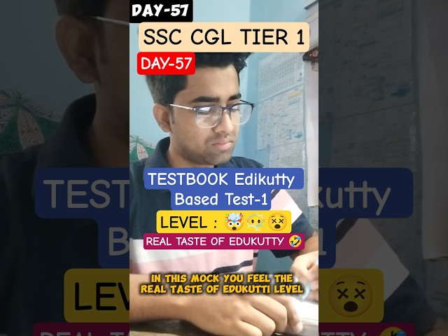 (DAY-57)TESTBOOK EDUKUTTI REVISION MOCK-1 2025✅#ssc #shorts #motivation #ssccgl #study #testbook