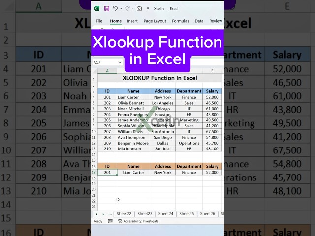 Xlookup function in excel #xcelin #excel #xlookup #shorts