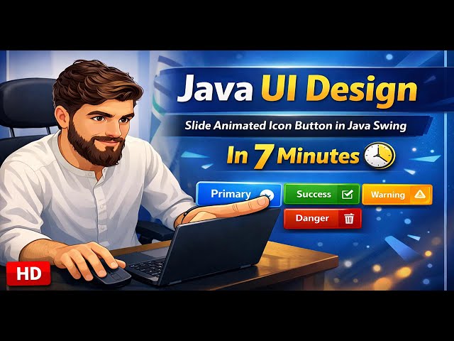 Create Unique Slide Animated Icon Button in Java Swing | Java UI Design Tutorial
