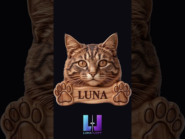 Cat Photo to 3D illusion bas relief Memorial 🐱 for Laser Engraving with Luma-loft Style Transformer