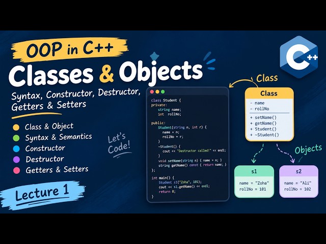 Object-Oriented Programming in C++ | Classes, Objects, Constructors, Destructors & Getters/Setters