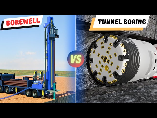 How Mega Drilling Machines Work | DTH Borewell vs Tunnel Boring Machine vs Euro Tunnel