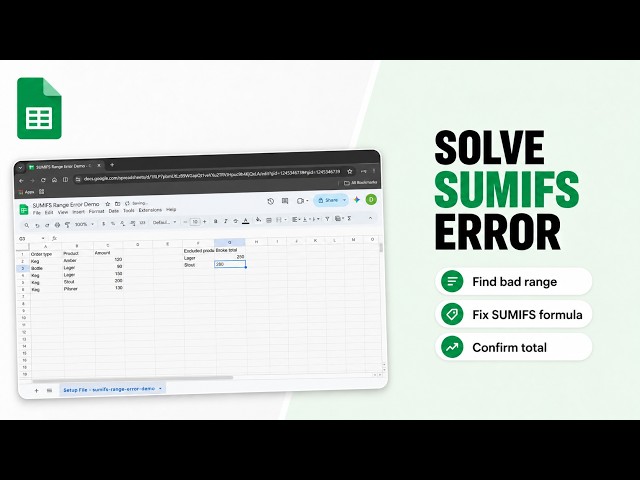 How to Fix Argument Must Be a Range in SUMIFS in Google Sheets