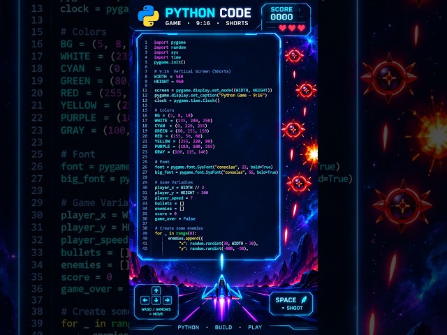 Made a Cyber Shooter Game Using Python 🔥 | Pygame Game Development #shorts #coding  #python