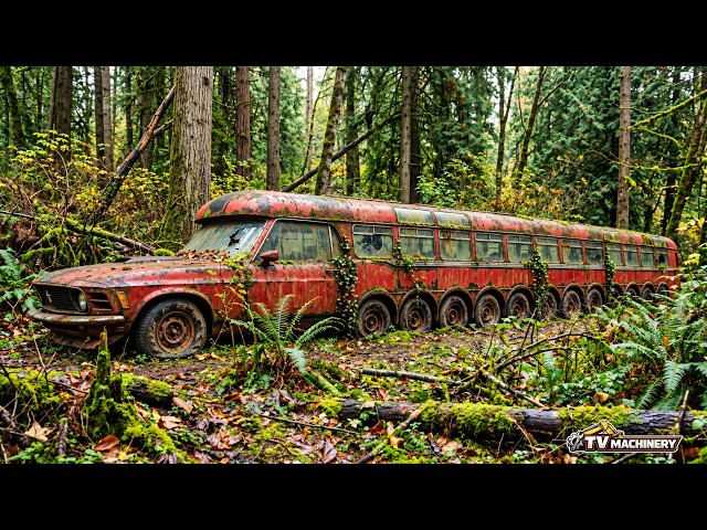 Forgotten for Decades: The Abandoned Red Monster Bus Gets a Full Restoration in the Forest