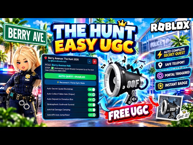 [THE HUNT] Berry Avenue 🏠 RP OP SCRIPT (EASY UGC - AUTO SECRET BADGE A-Z) | *PASTEBIN*