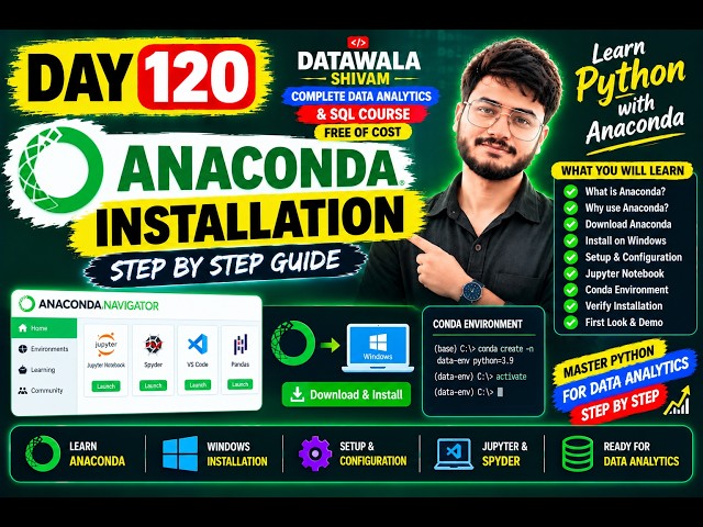 Day 120 | Anaconda Installation Step by Step | Python Setup for Data Analytics