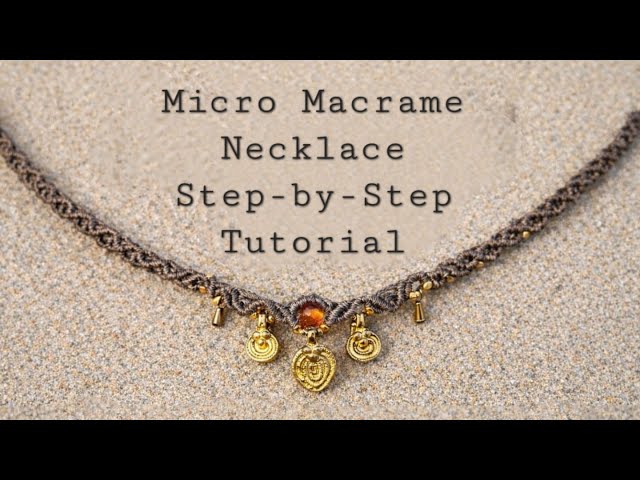 Micro Macrame Necklace Tutorial (Adjustable) | Boho Crystal Charm Necklace DIY – Step by Step 