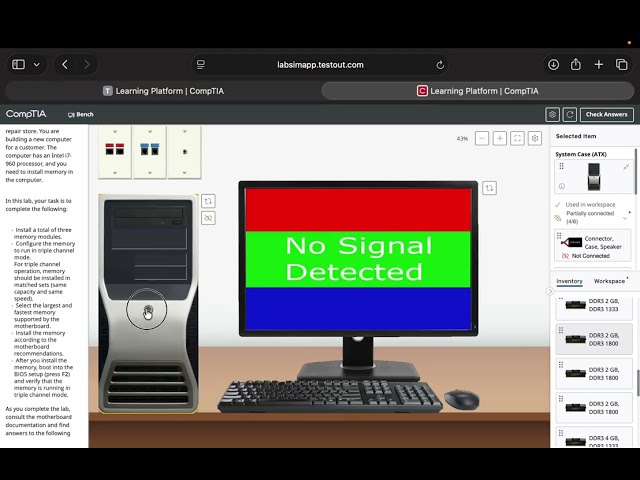 Comptia | Lab 3.3.7 Install Triple Channel Memory | Managing and Maintaining PC's: A+ part 1