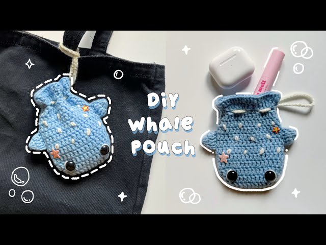 ♡ Crochet Whale Drawstring Pouch Tutorial | (Ocean) Bag Charm ♡