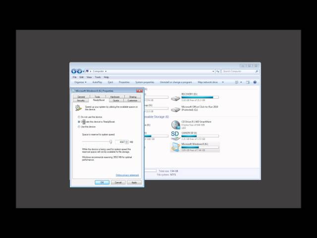 ReadyBoost for ULTIMATE USB RAM Power Charger in Windows 7