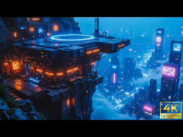 Midnight Above the Neon Megacity | Rainy Cyberpunk Ambience for Deep Focus, Study & Sleep | 4K