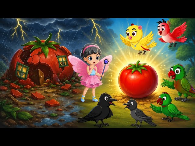 Rano's home destroyed in a storm, then she found a magical tomato! | Part 1#birdcartoon