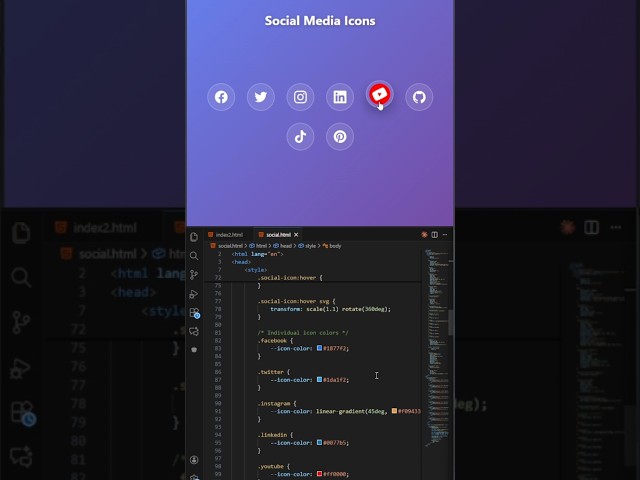 Cool Social Media Icon🔥 Hover Animation | HTML CSS JavaScript|#html #css #coding #webdevelopment
