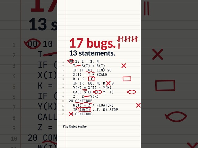 17 Bugs in 13 Statements: The Programmer Who Told It on Himself