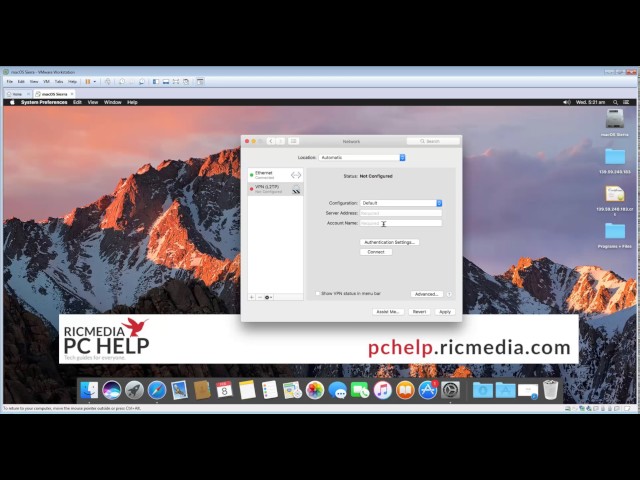 Connect VPN using L2TP/IPSec on MAC OS X