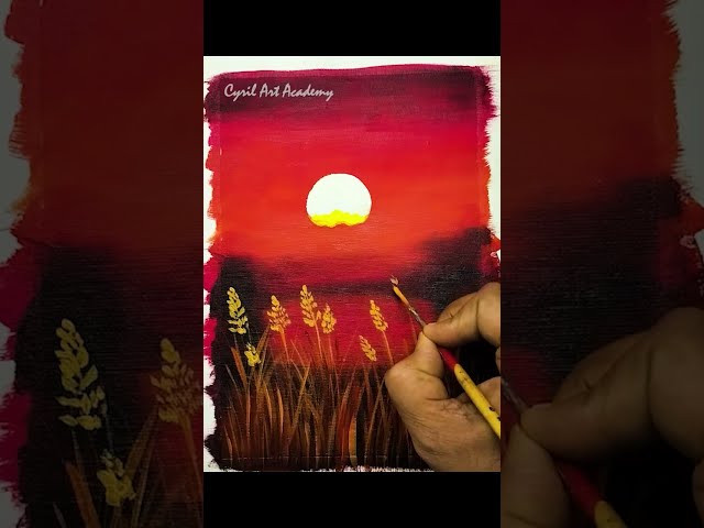 Easy Acrylic Red sky painting idea for beginners | Step-by-Step Tutorial #shorts  #painting #art