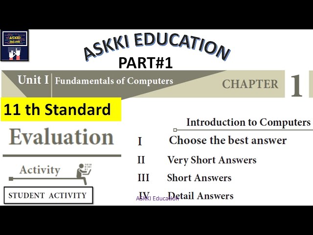 💥11th Computer Science, Computer Technology & Computer Applications Chapter 1 - Book back Answers