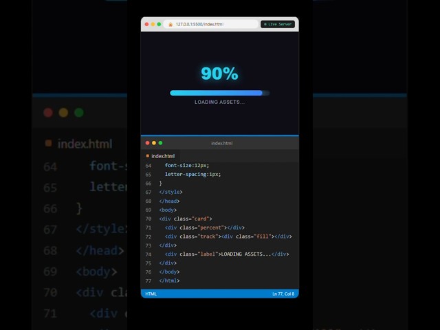 How to Create a Glowing Progress Bar with Counter | HTML CSS Animation #html #css3 #htmltutorial