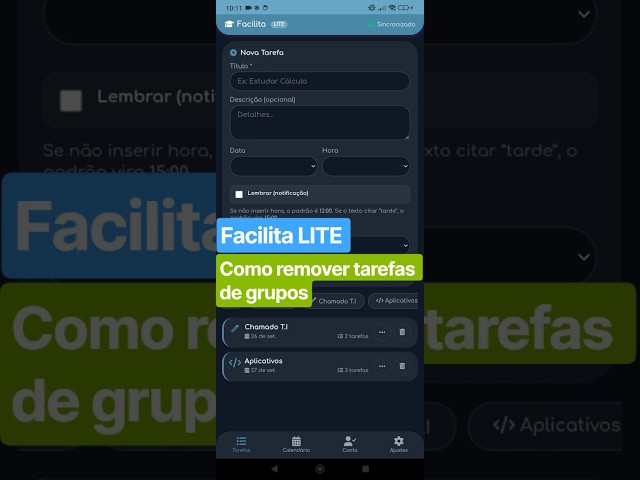Como remover tarefas de grupos, Facilita LITE.