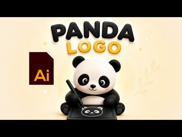 👉Cute Panda Illustration in Adobe Illustrator | Easy Vector Drawing Tutorial for Beginners 🔥