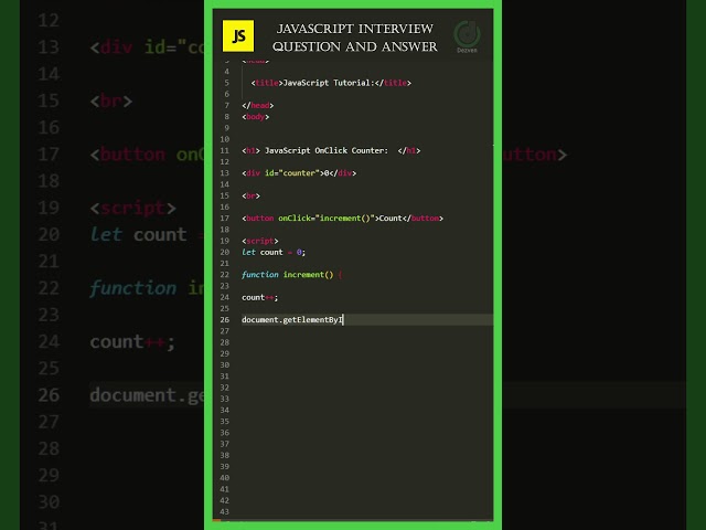 JavaScript Counter on Button Click | Beginner JS Project | JS interview questions🚀