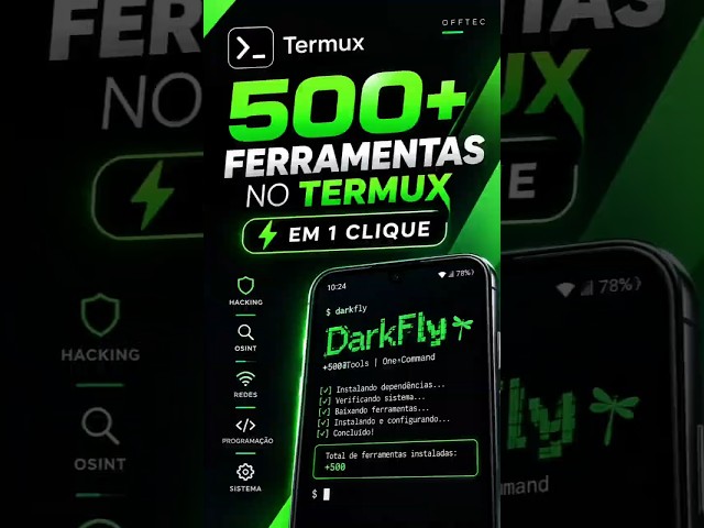 🔥 500+ FERRAMENTAS NO TERMUX EM 1 CLIQUE! #shorts # #termux