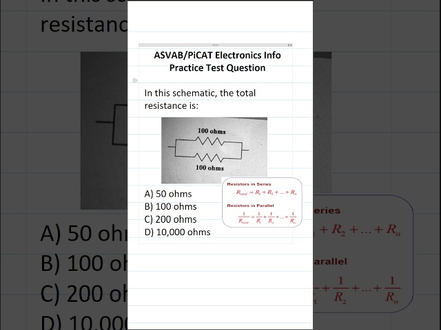 Total Resistance: ASVAB/PiCAT Electronics Info Practice Test Question #acetheasvab #grammarhero