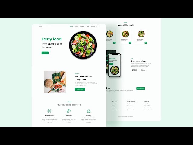 Responsive Website Design Using HTML CSS And JavaScript 🥗 | Website Restaurant Light/Dark mode