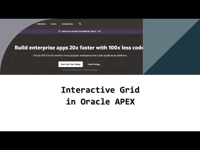 Interactive Grid in Oracle APEX