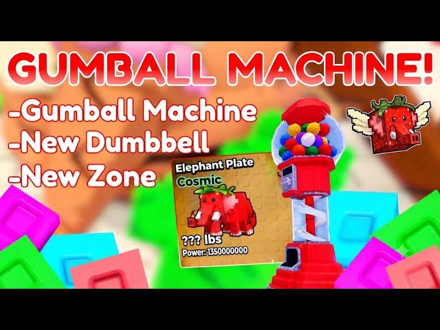 Gumball Machine , New zone, Dumbbell in Kick a LUCKY BLOCK!! Roblox 