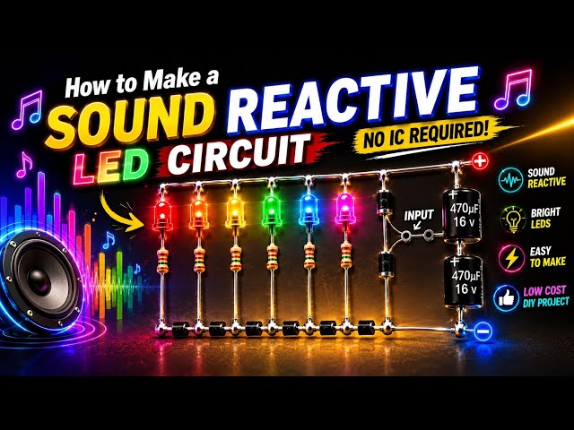 How to Make a Sound Reactive LED Circuit | No IC Required 🔥