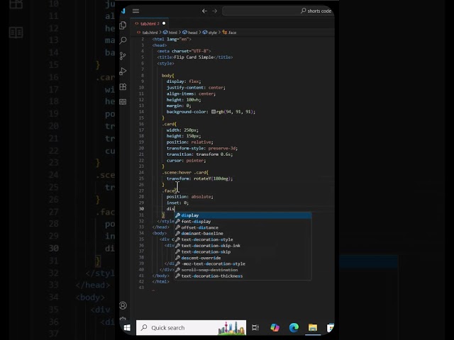 Flip Card Animation in HTML & CSS