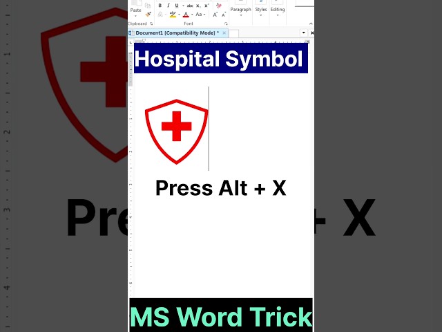 Hospital Symbol Trick in MS Word | magic of ms word #shorts #msword #trending #viralvideo