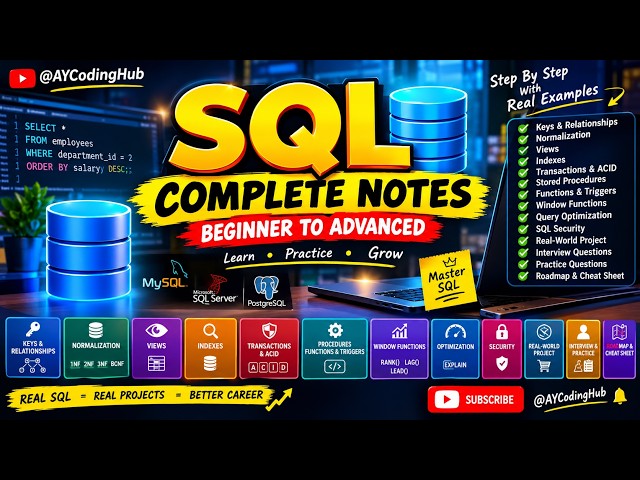 SQL Mastery 🚀 | Complete SQL Course with Real-World Examples | @AYCodingHub