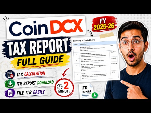 CoinDCX Trading Tax Calculation & ITR Report Download | Beginner Tutorial Hindi