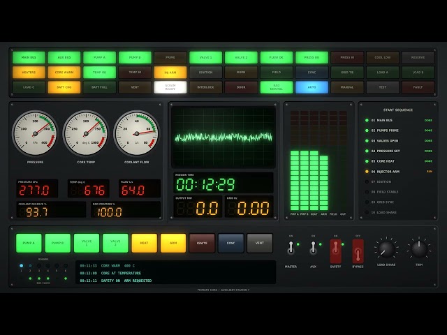 Retro Control Panel Screensaver for TV | 1 Hour Sci Fi Control Room, Soft Switch and Relay Sounds