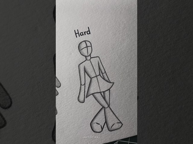 How to draw Stickman Girl ✨ (easy to hard) #drawing #tutorial #howtodraw #stickman #sketch #shorts