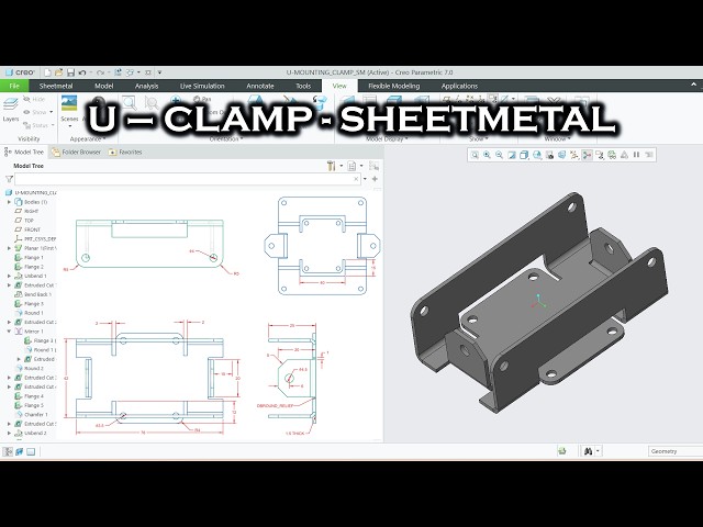 Creo Sheet Metal Modelling Tutorial - U-Mounting Clamp