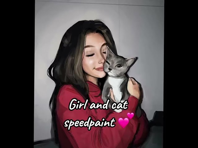 Girl and cat SPEEDPAINT 🎉 (watch to the end for EXTRA good luck🍀)