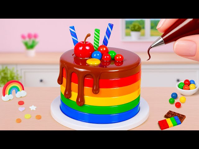 Miniature Rainbow Cake Recipe 🌈 How to Make Cute Colorful Mini Rainbow Cake Tutorial 💖 Yummy Teeny