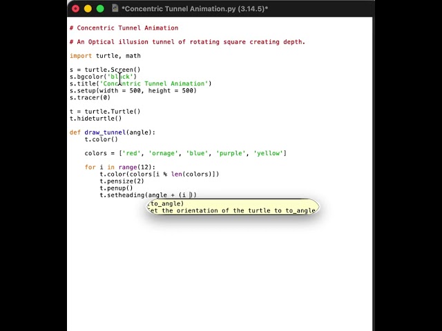 #Concentric #Tunnel #Animation #python #turtle #coding #fun