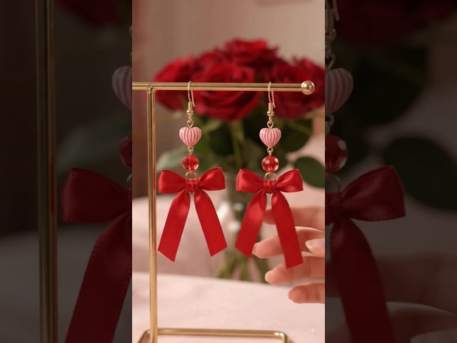 These Red Bow Earrings Are Adorable! 🎀😍 #diy #earrings #craft #jewellery #shorts